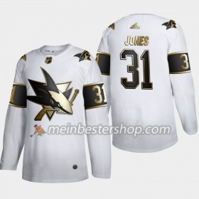 San Jose Sharks Martin Jones 31 Adidas 2019-2020 Golden Edition Weiß Trikot Authentic - Herren